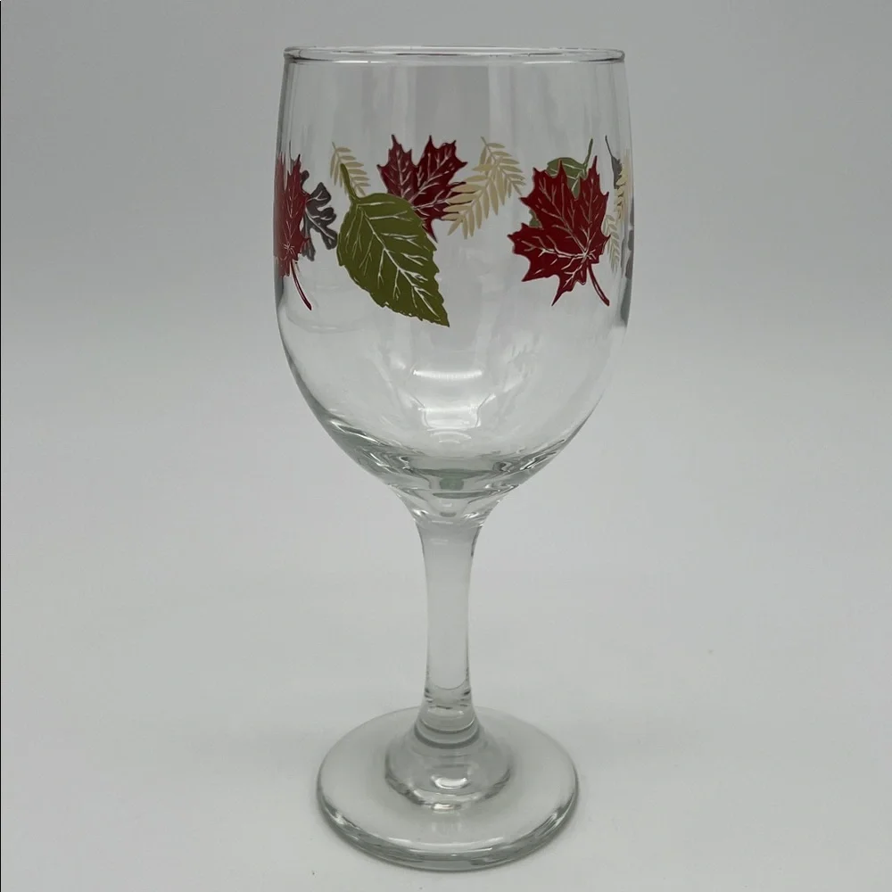 Vintage Libbey Fall Autumn Leaves Wine Glasses 10oz (Set of 6)